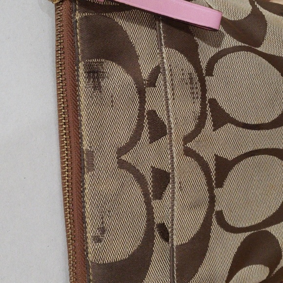 Coach Leather Bag - Crossbody - Brown, Tan Canvas & Pink  #A0867-41207 7.5"x8.5" - Picture 6 of 13